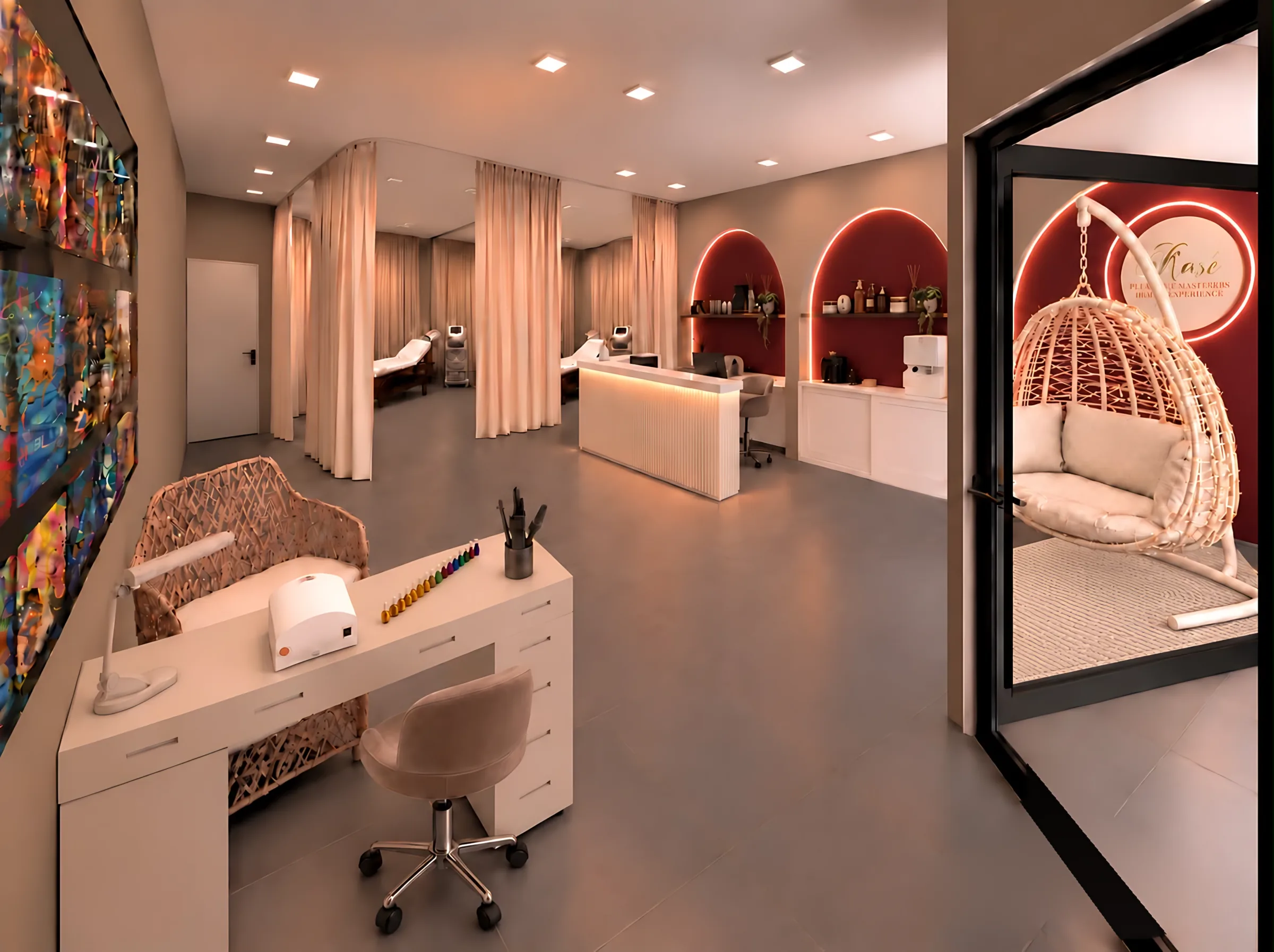Beauty area del centro con postazione e nicchie illuminate